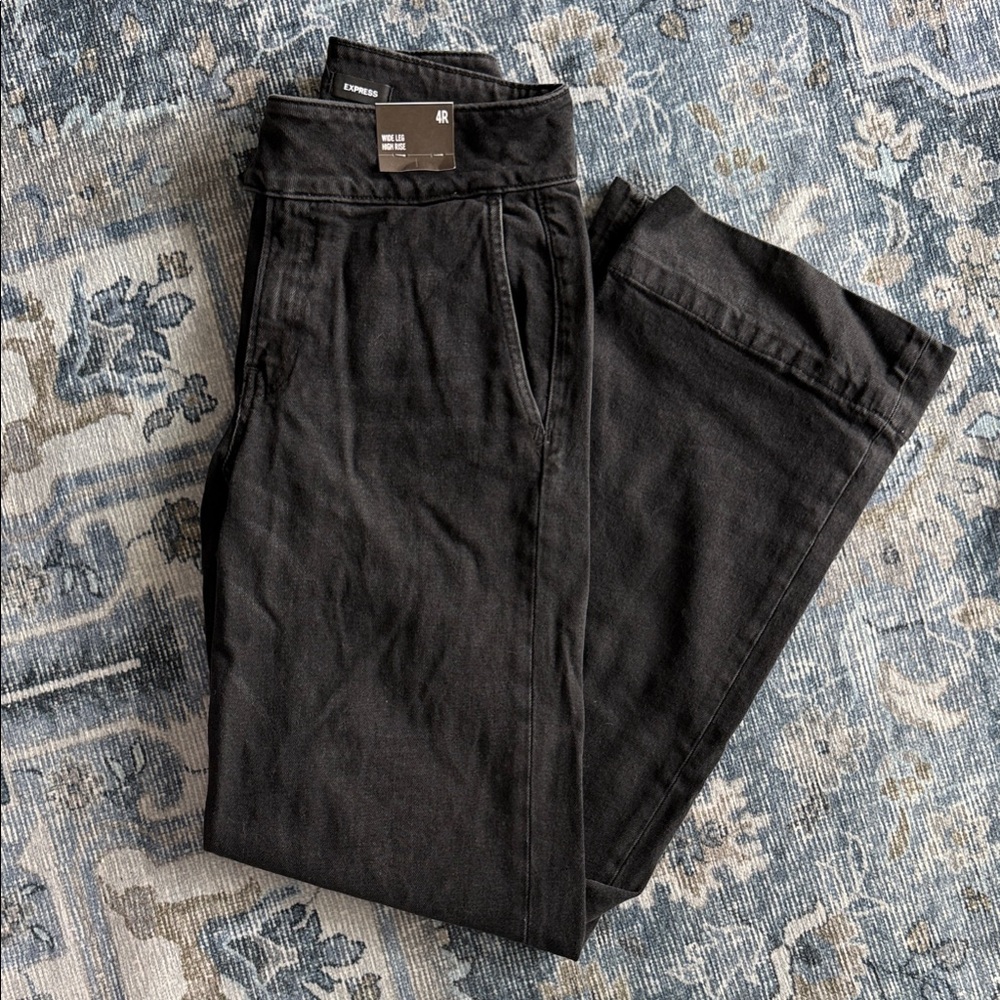 Express Women's Black Wide Leg High Rise Jeans